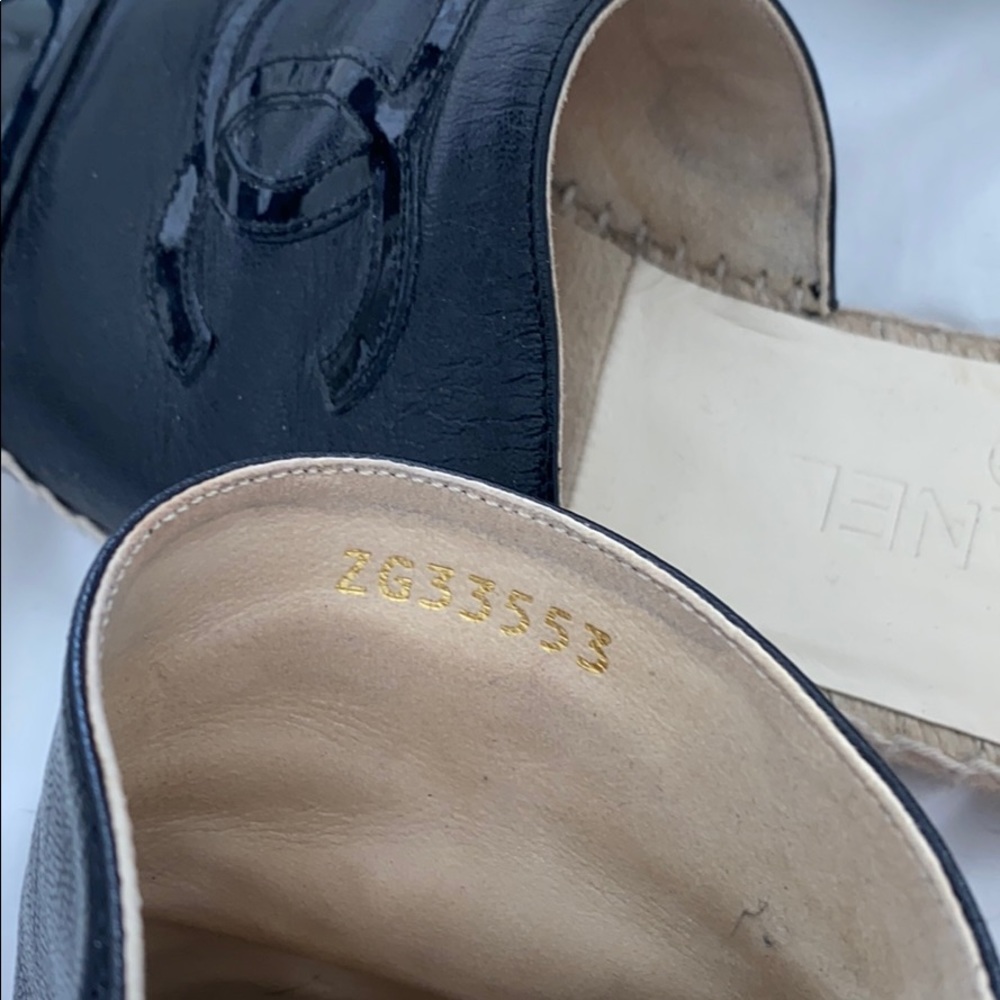 Goatskin patent Calfskin CC espadrille mule,sZ 37 - Picture 5 of 5